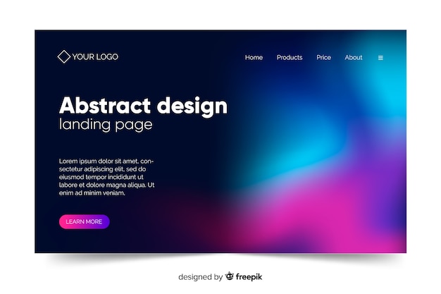 Abstract design of northern lights landing page