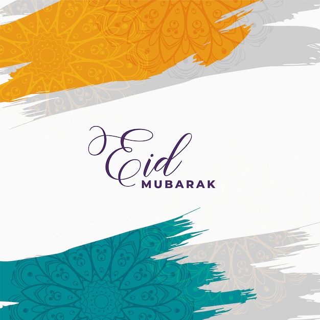 Abstract eid mubarak background with watercolor brush stroke