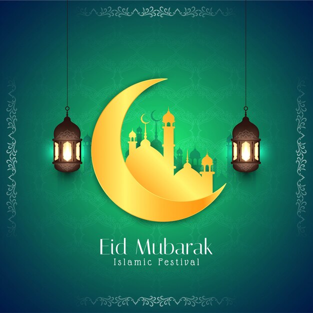 Abstract Eid Mubarak elegant Islamic green background