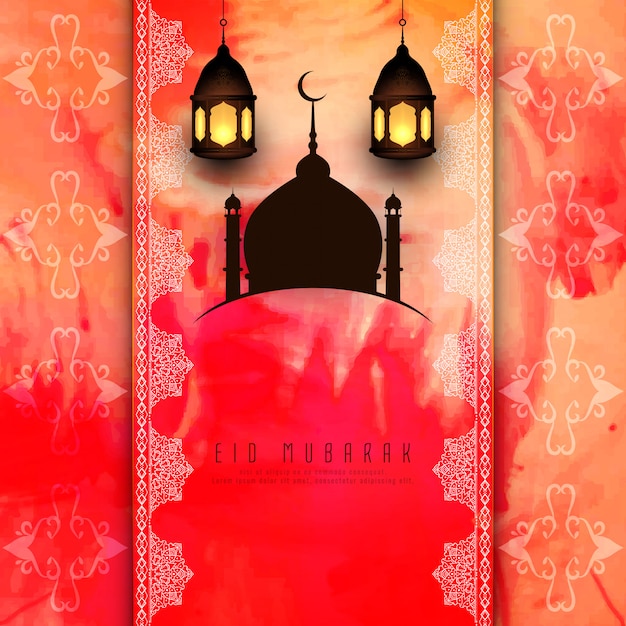 Abstract Eid Mubarak watercolor background design