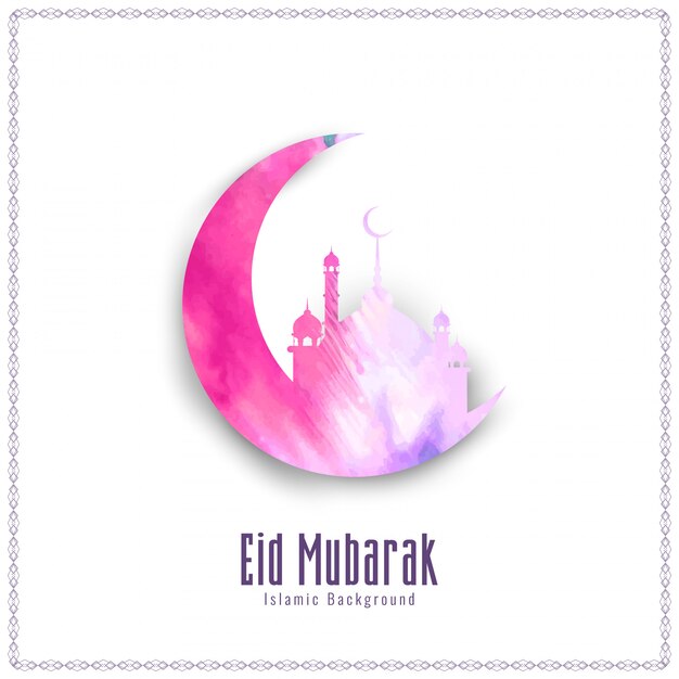 Abstract Eid Mubarak watercolor background illustration