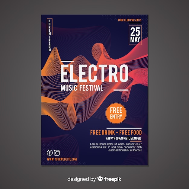 Abstract electronic music poster template