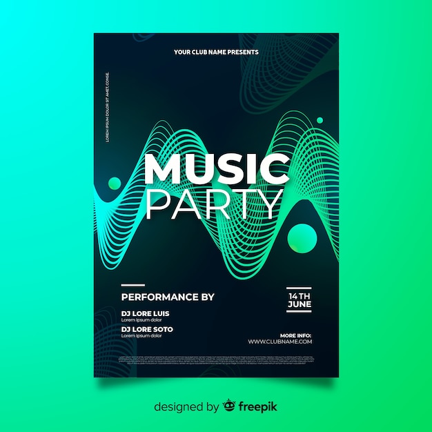 Free Vector abstract electronic music poster template