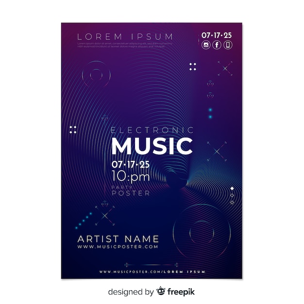 Abstract electronic music poster template