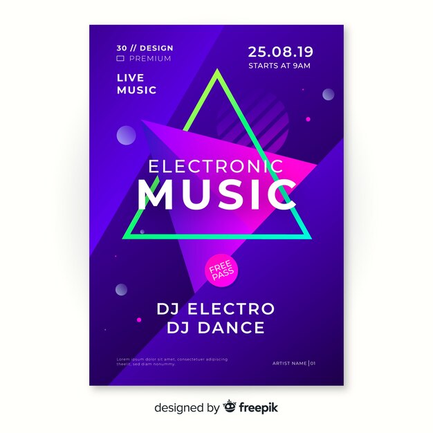 Abstract electronic music poster template