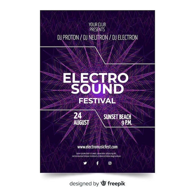 Abstract electronic music poster template