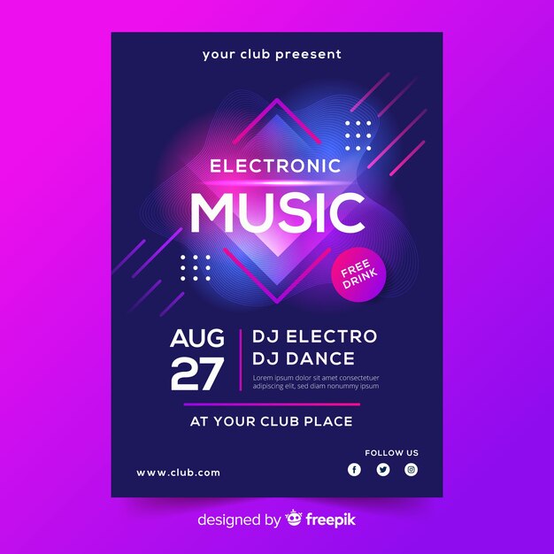 Abstract electronic music poster template