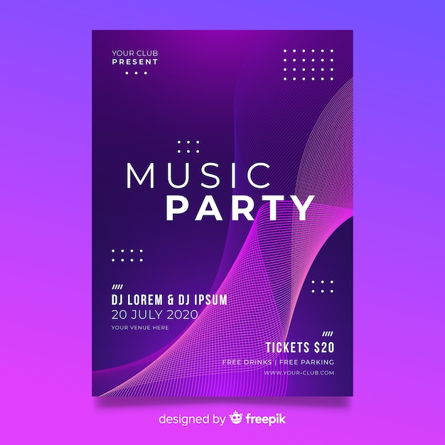 Abstract electronic music poster template