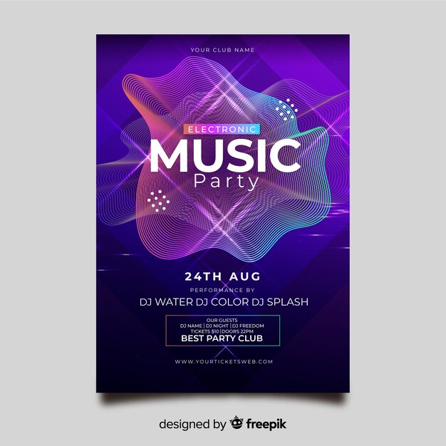 Abstract electronic music poster template