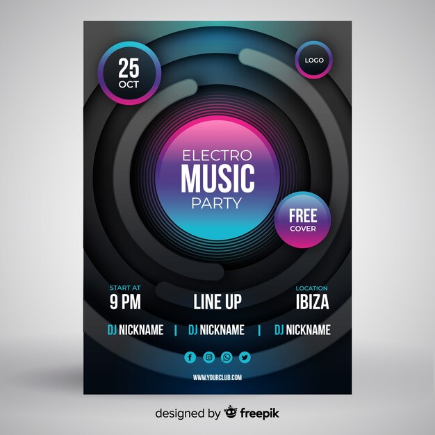 Abstract electronic music poster template