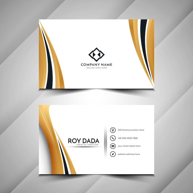 Abstract elegant golden wavy business card