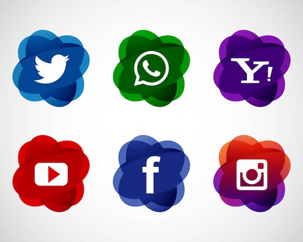 Abstract elegant social media icons set design