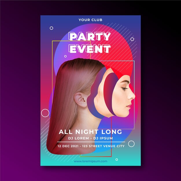 Abstract event party poster with edited woman