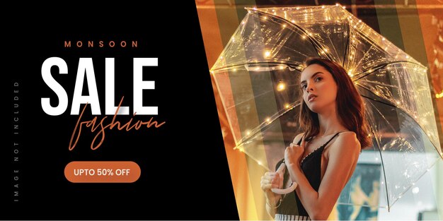 Abstract Fashion Monsoon Sale Banner Offer Discount Business Background Free Vector