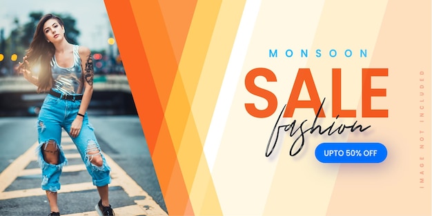 Abstract Fashion Monsoon Sale Banner Offer Discount Business Background Free Vector