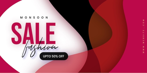 Abstract Fashion Monsoon Sale Banner Offer Discount Business Background Free Vector