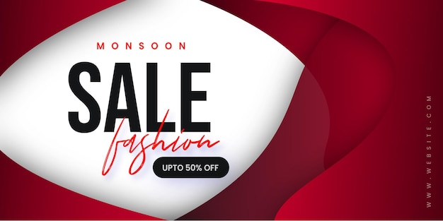 Abstract Fashion Monsoon Sale Banner Offer Discount Business Background Free Vector