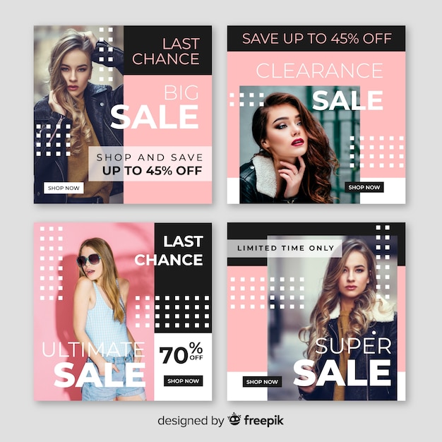 Free Vector abstract fashion sale instagram post collection