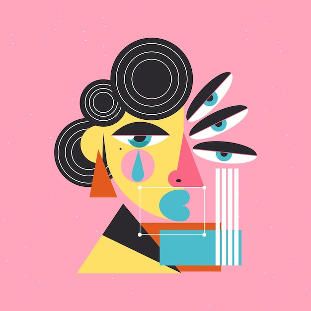 Free Vector abstract female portrait made of different shapes