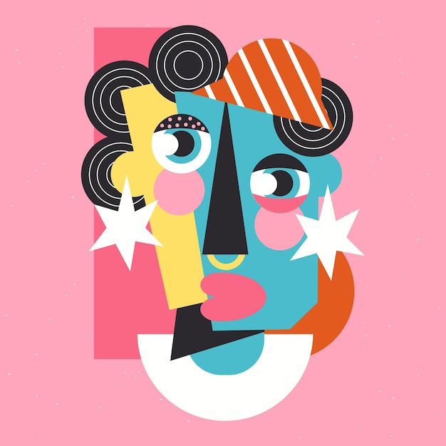 Free Vector abstract female portrait made of different shapes