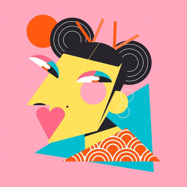 Free Vector abstract female portrait made of different shapes