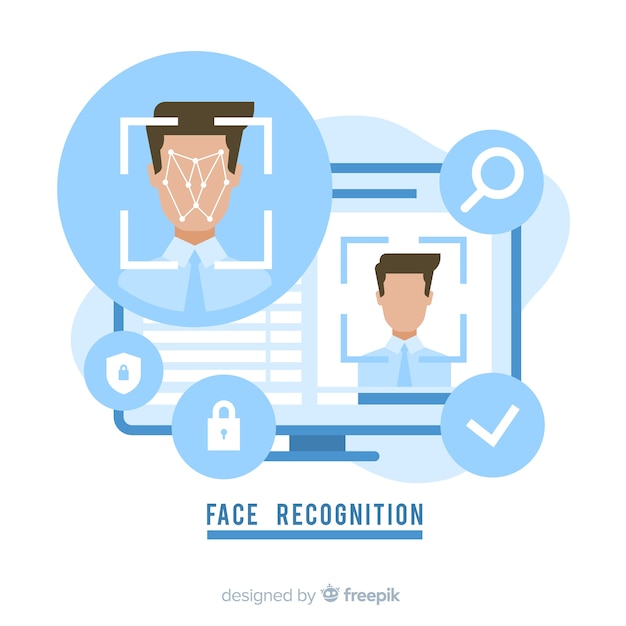 Free vector abstract flat face recognition background