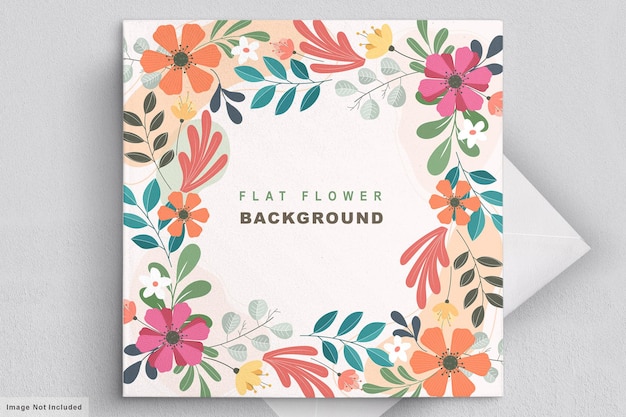 Abstract flat floral invitation card