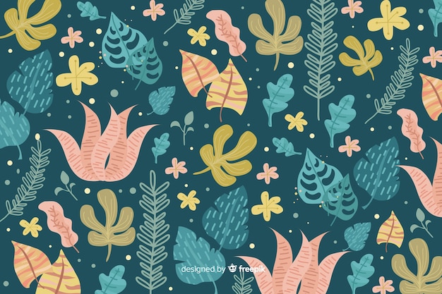 Abstract floral background in hand-drawn design