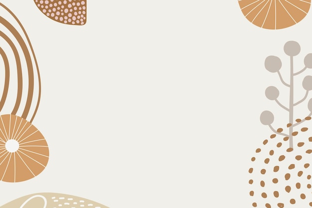 Free Vector abstract floral frame background, beige scandinavian wallpaper design vector