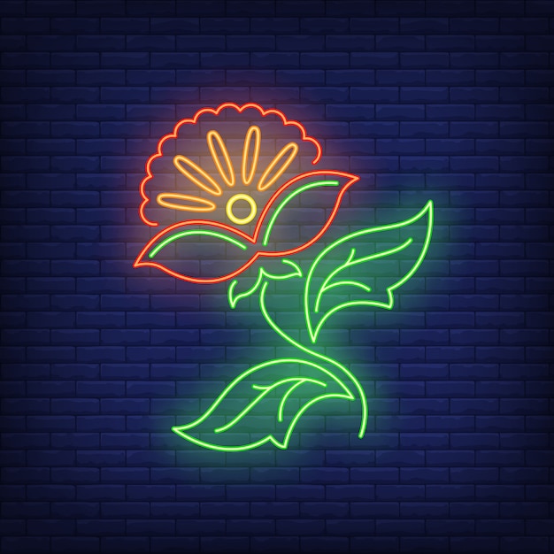 Free Vector abstract flower emblem neon sign