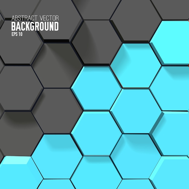 Free Vector abstract geometric background with gray and blue hexagons