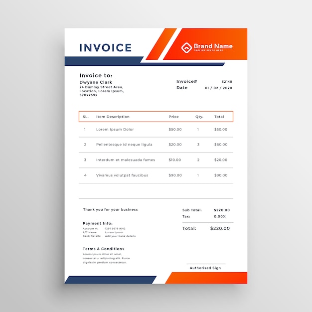 Abstract geometric business invoice template