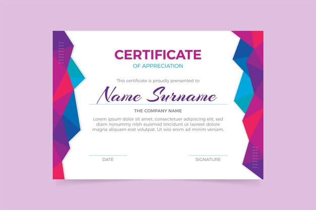 Abstract geometric certificate template