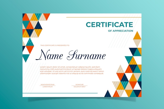 Abstract geometric certificate template