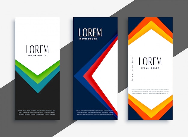 Abstract geometric colorful banners set