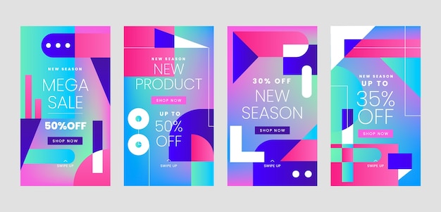 Abstract geometric instagram stories set