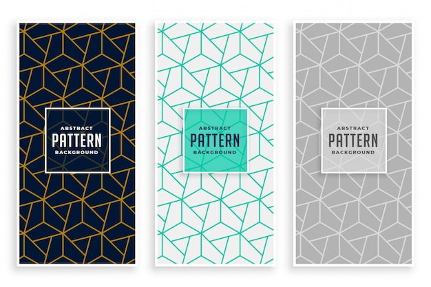 Abstract geometric lines pattern banners set