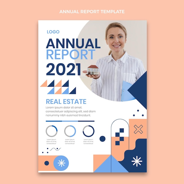 Abstract geometric real estate annual report