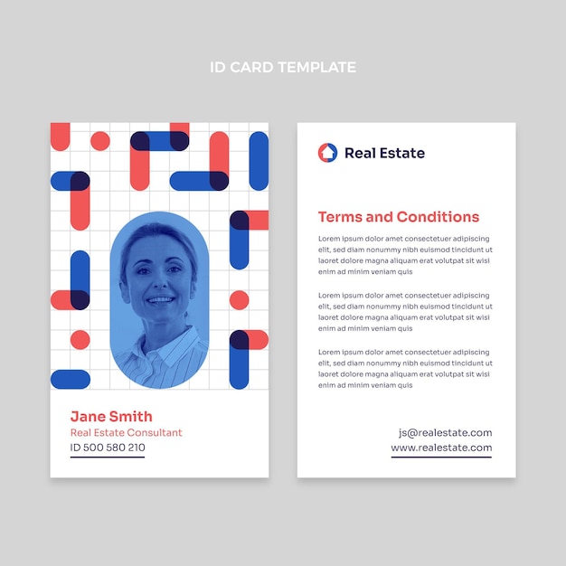 Free Vector abstract geometric real estate id card