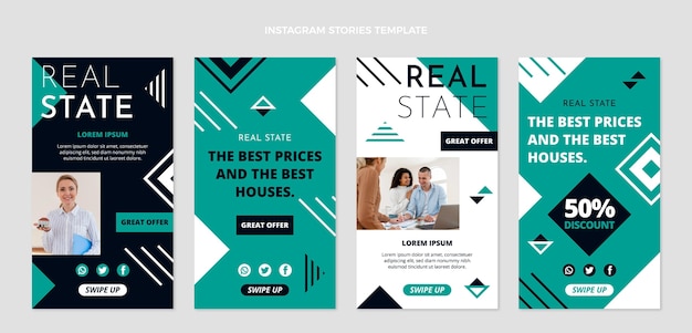 Free Vector abstract geometric real estate instagram stories