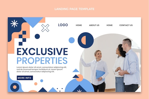 Free Vector abstract geometric real estate landing page