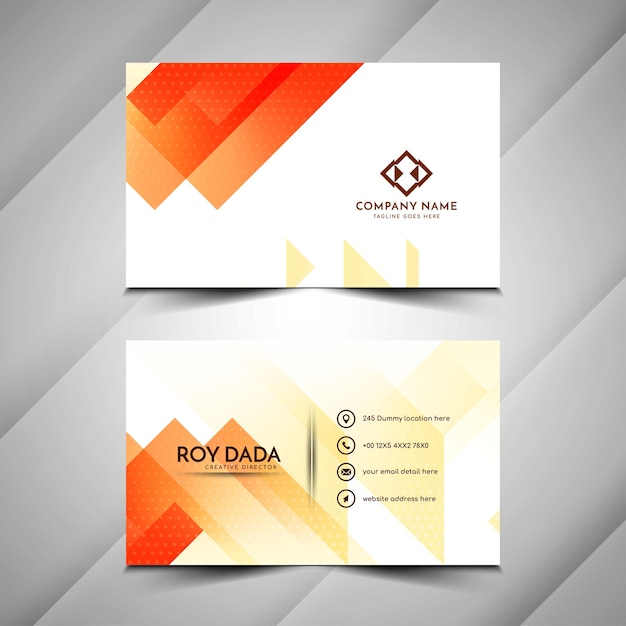 Abstract geometric red and yellow color design visiting card template