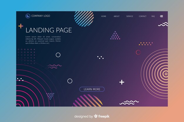 Abstract geometric shapes landing page template