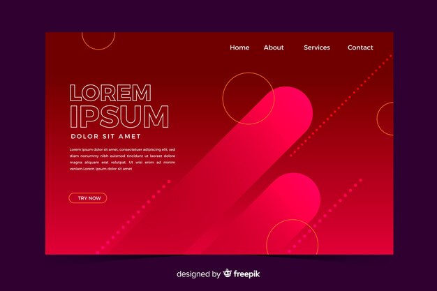 Abstract geometric shapes landing page template