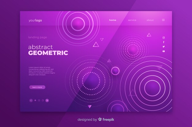 Abstract geometric shapes landing page template