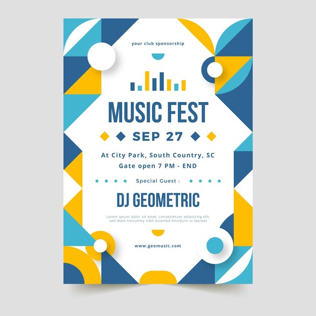 Abstract geometric shapes music festival vertical poster template