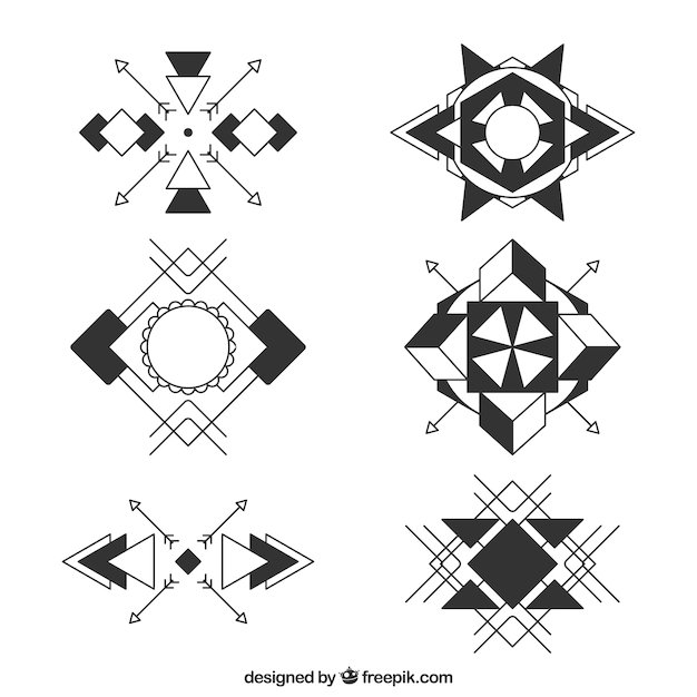 Free vector abstract geometric symbol tattoo collection