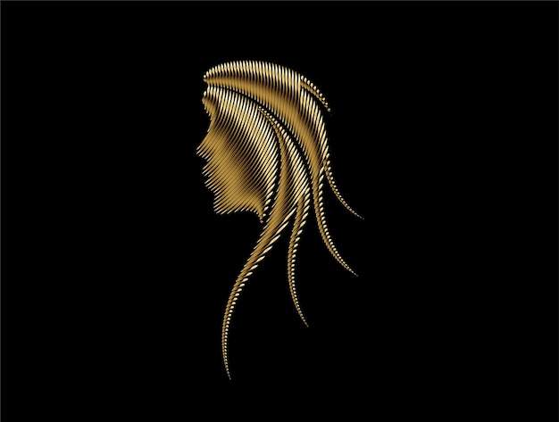 Free Vector abstract gold woman drawing face. vector illustration.