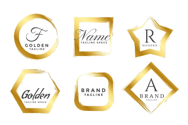 Abstract golden frame logos or monograms set