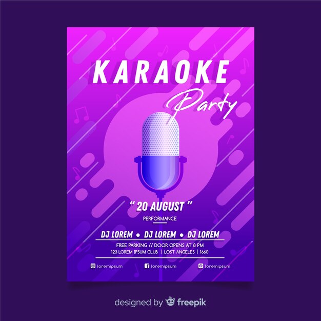 Abstract gradient karaoke poster template